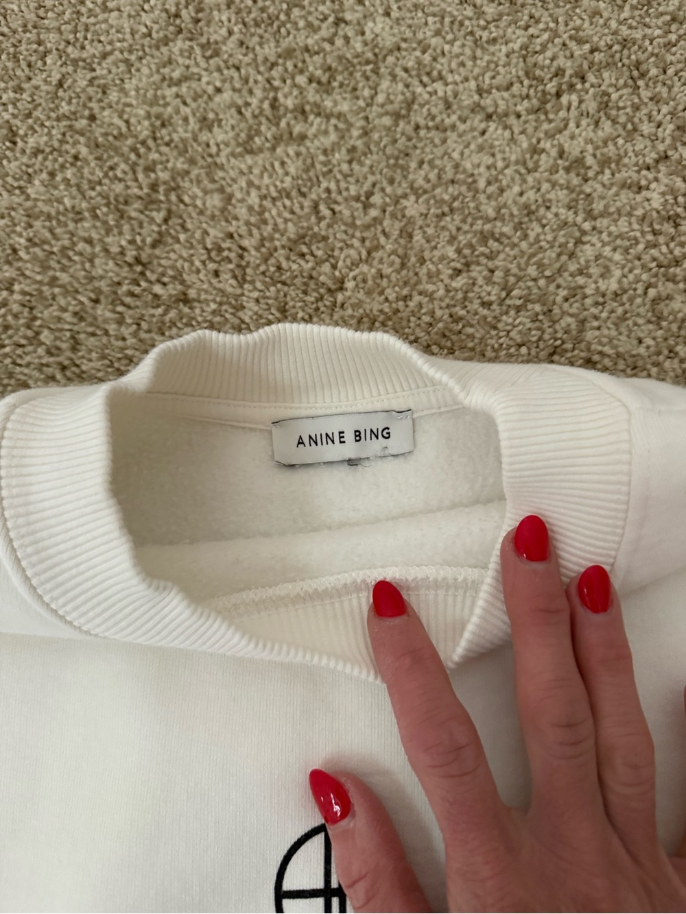 Anine Bing Jaci Sweatshirt Monogram Ivory Size M - Picture 3 of 5